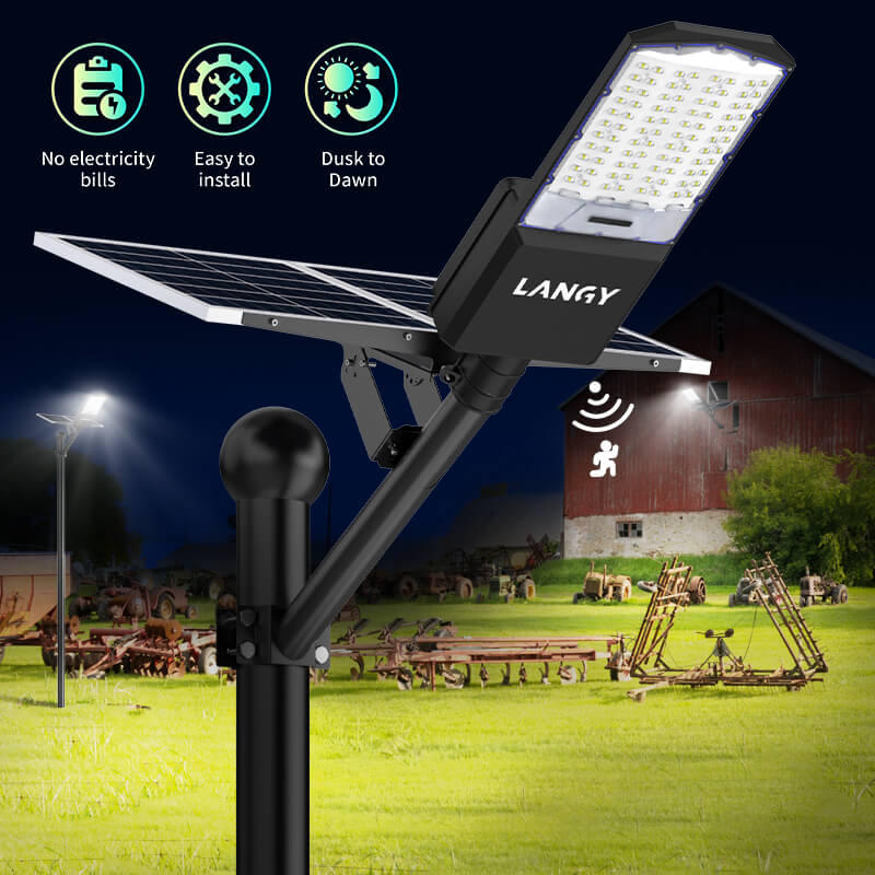 LANGY 1000W 1500W 2000W solar parking lot light ,Motion Sensor 