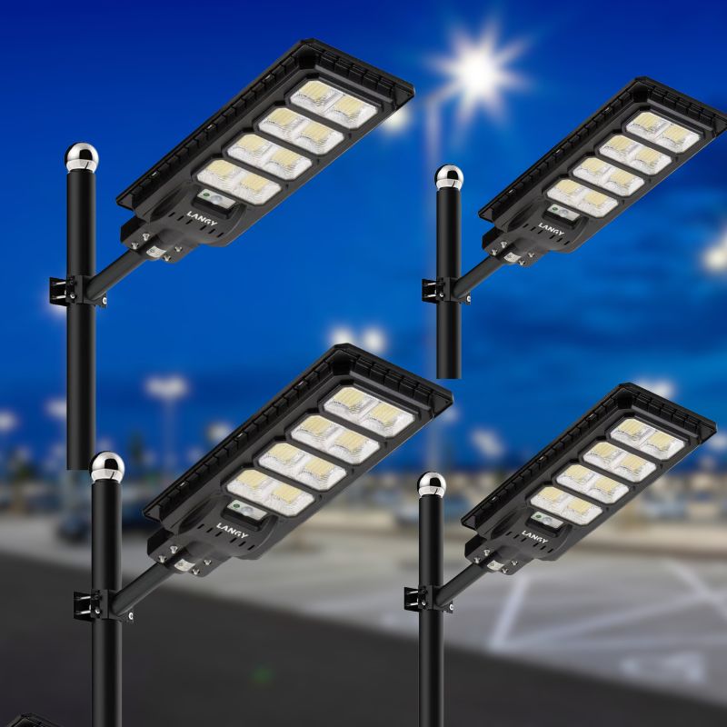 Load image into Gallery viewer, 4 pack 200W solar street lights 20000 lumens
