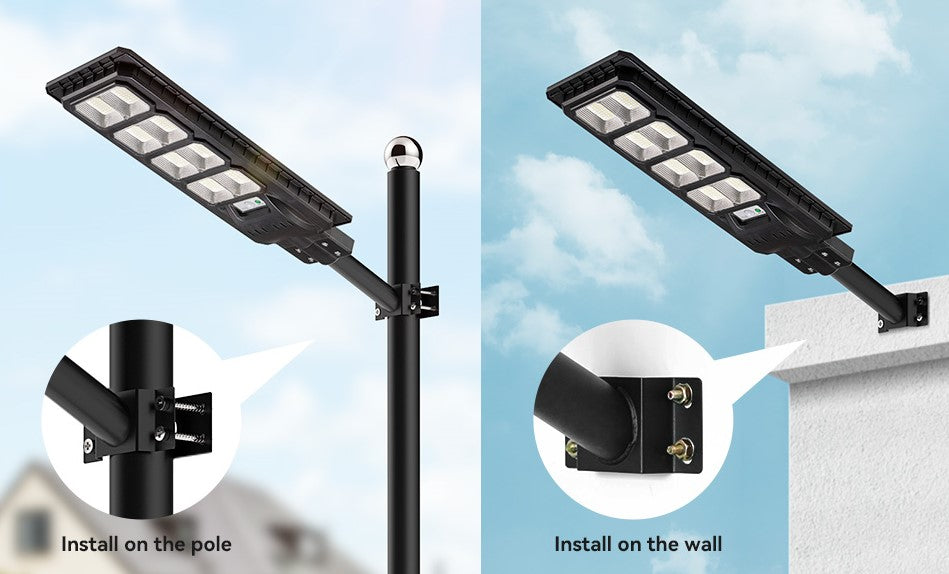 200 solar street light mount on the pole and wall
