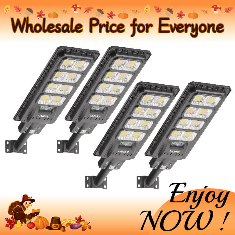 4 Pack 200W solar street lights 20000 lumens -Grey