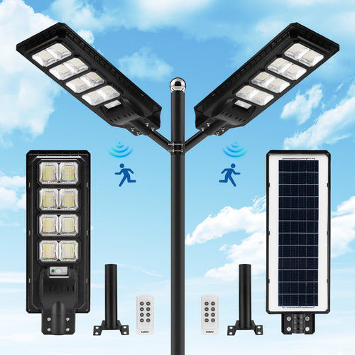 2 pack 200W solar street lights 20000 lumens-Black