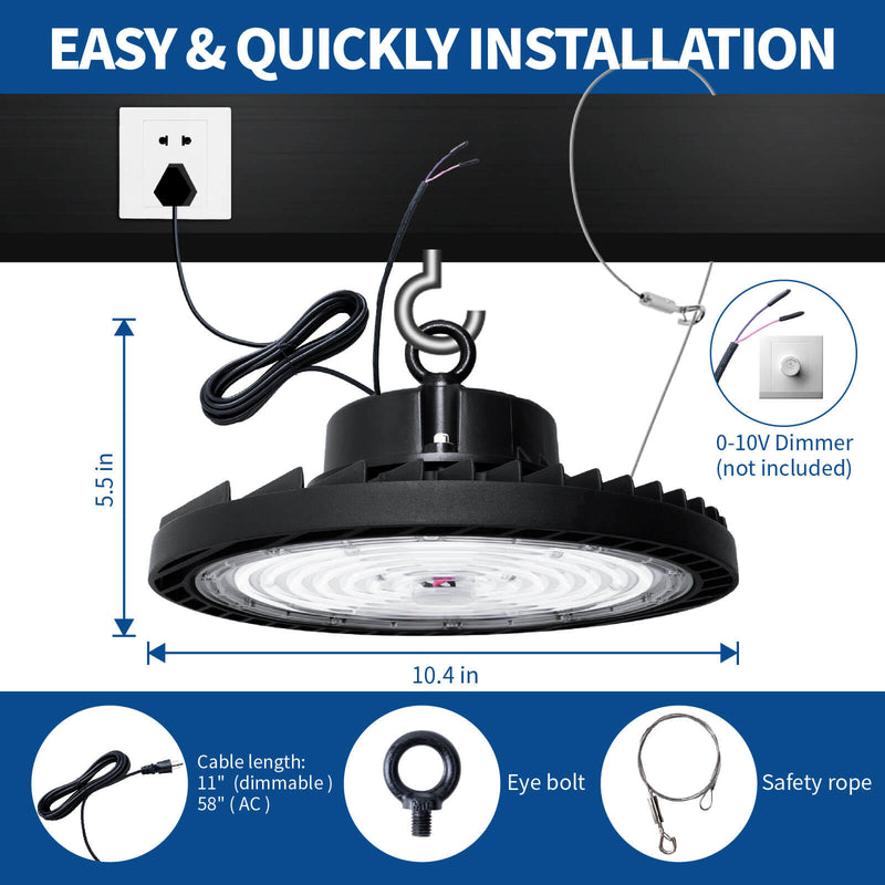 Load image into Gallery viewer, 150W Dimmable UFO high bay light -22,500lumens (Plug included)
