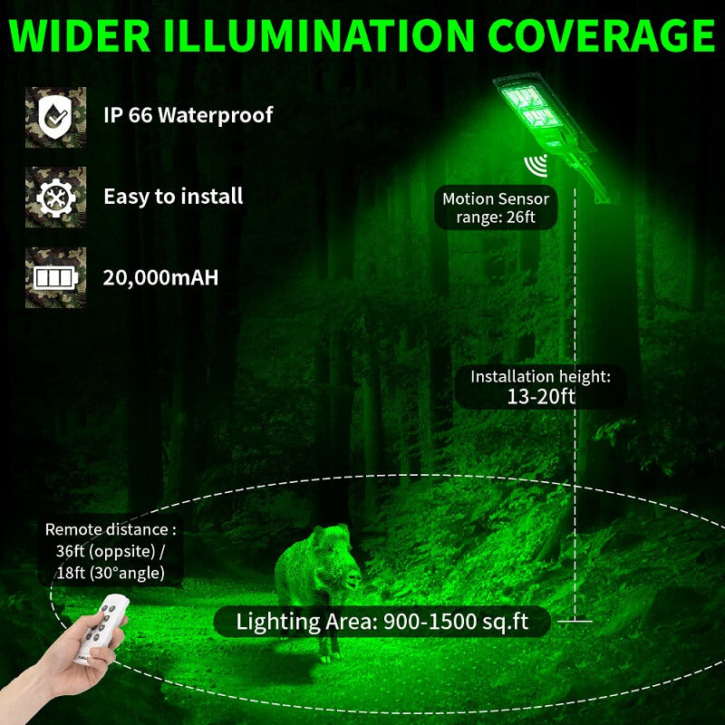 Load image into Gallery viewer, Solar Green Light for Hunting Hogs Deer,Fish light -15,000lumens
