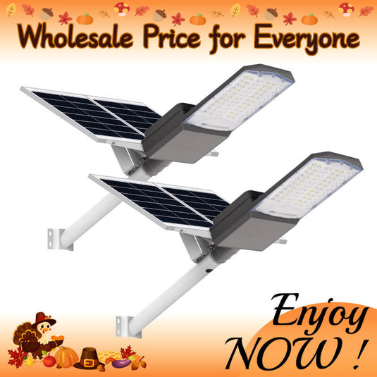 2 PACK 1200 W solar powered street lights 30000 lumens